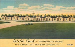 1940s Jeffersonville Indiana Bel Air Court Teich linen roadside postcard 12116