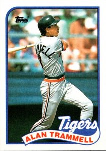 1989 Topps Baseball Card Alan Trammell SS Detroit Tigers sun0252