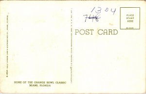 Orange Bowl Stadium Miami Florida Scenic Birds Eye View Chrome Postcard 