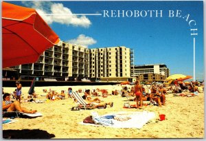 Delaware DE, Rehoboth Beach, Relaxing Sunbathing Ocean Resort Hotels, Postcard