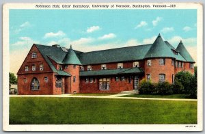 Burlington Vermont 1940s Postcard Robinson Girl Dormitory University Of Vermont