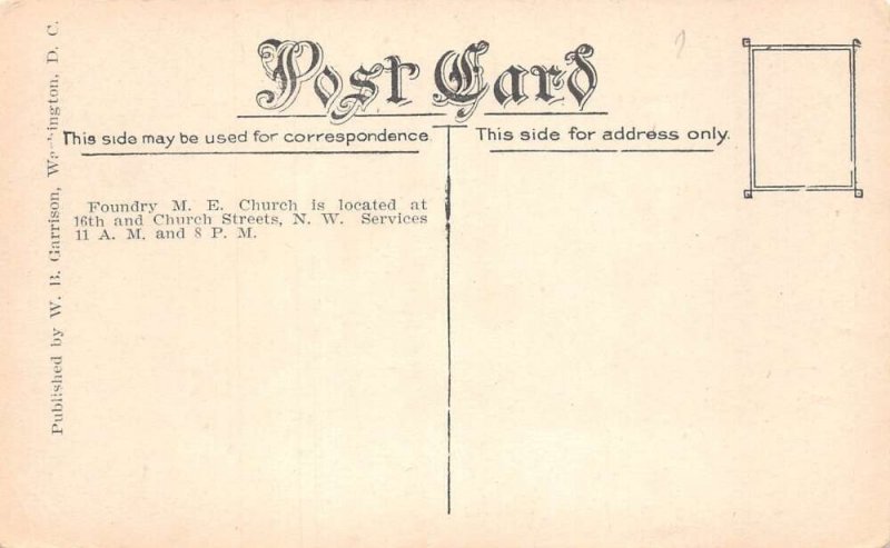 Washington DC Foundry Methodist Episcopal Church Vintage Postcard AA110704