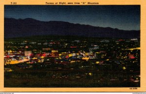 Arizona Tucson At Night Seen From A Mountain Curteich