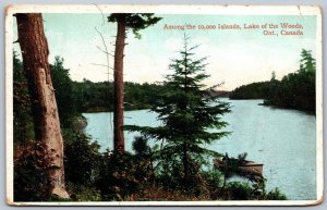 Postcard Lake Of The Woods Ontario c1912 Among the 10,000 Islands Canoe *as is*