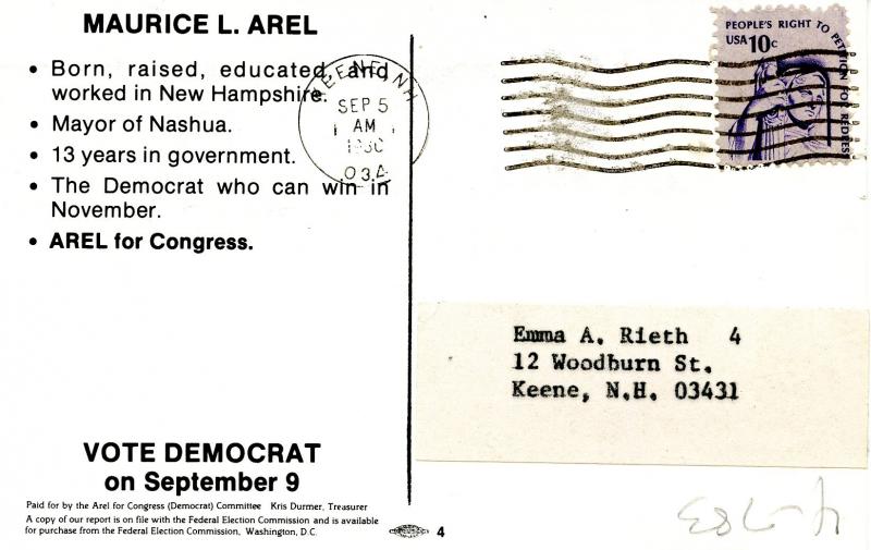 Political - New Hampshire. Maurice L. Arel for U.S. Congress