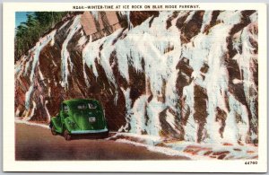 Winter Time At Ice Rock On Blue Ridge Parkway Green Car Snow-capped Postcard