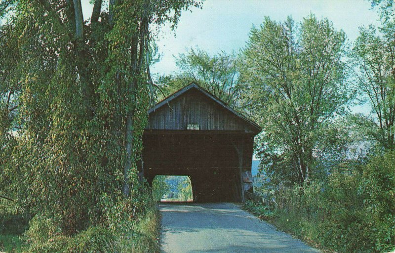 Postcard Old Covered Bridge Pittsford Vermont Posted 1969