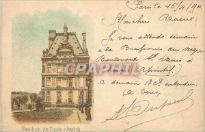 Postcard Old Pavilion de Flore Paris (map 1900)