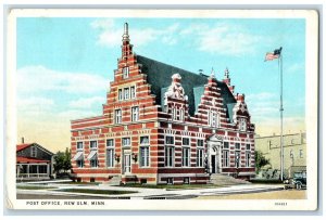 c1930's Post Office Building Car Street View New Ulm Minnesota MN Postcard