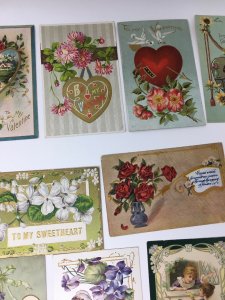 Valentine Postcard Lot of 25 Vintage Antique Mixed Cupid Hearts
