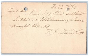 1903 Sutton Williams Message Baltimore Frederick Maryland MD Postal Card