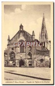 Old Postcard Airvault Facade of & # 39eglise and steeple