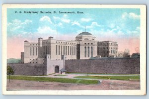 Ft. Leavenworth Kansas Postcard US Disciplinary Barracks Exterior Building c1920