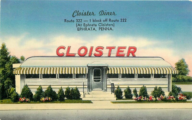 1950s Ephrata Pennsylvania Cloister Diner Restaurant Roadside Advert Postcard