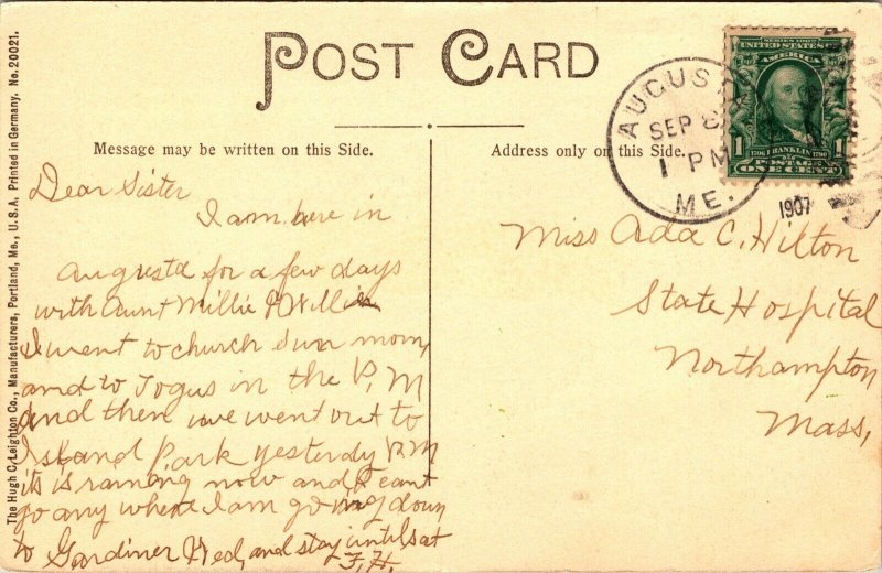 Postcard Lithgow Library in Augusta, Maine