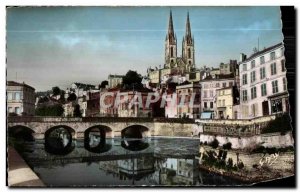 Old Postcard Niort The Church of Saint Andre and the Old Bridge