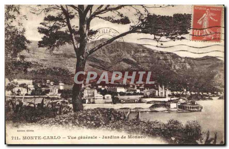 Old Postcard Monte Carlo Monaco view General Gardens