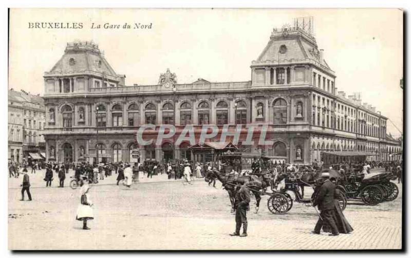 Old Postcard The Brussels North Station