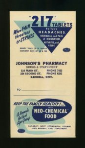 Johnson's Pharmacy Kenora Ont. Ontario Canada Vintage Paper Sack