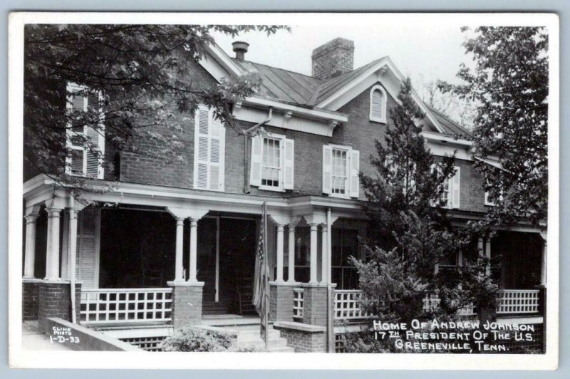 RPPC GREENEVILLE TENNESSEE HOME OF ANDREW JOHNSON 17th US PRESIDENT*CLINE PHOTO 