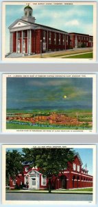 3 Postcards KINGSPORT, TN ~ First Baptist Church, Eastman Corp., Post Office