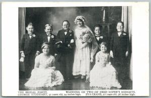 MIDGETS WEDDING FRED KOPER'S BRIDAL PARTY ANTIQUE POSTCARD