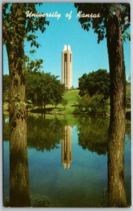 Lawrence Kansas 1971 Postcard WWII Memorial Campanile University Of Kansas