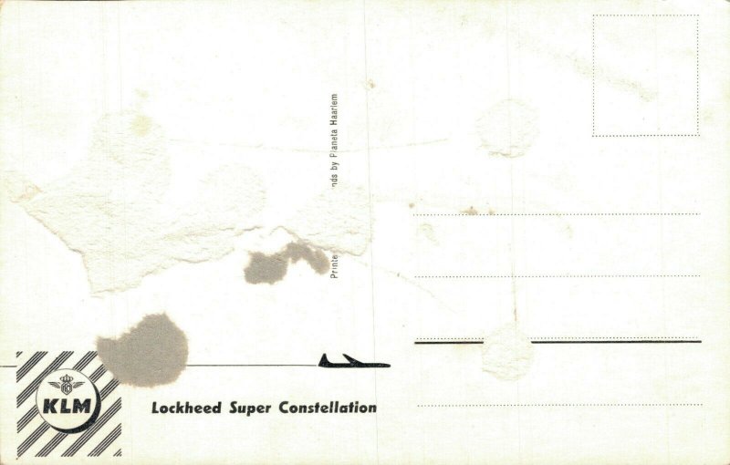 Aviation Lockheed Super Constellation KLM Aircraft Postcard 03.54