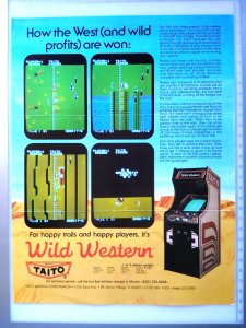 Wild Western Arcade Flyer Original Video Game Retro Art 8.5 x 11 Cowboys 1982