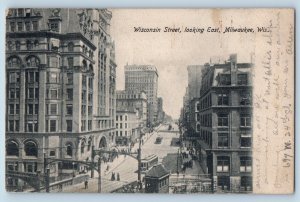 Milwaukee Wisconsin WI Postcard Wisconsin Street Looking East Aerial View 1905