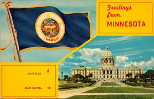 Minnesota Greetings With State Flag and State Capitol Building