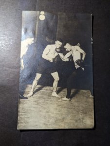 Mint England RPPC Boxing Fighting Postcard Two Mean Uppercut