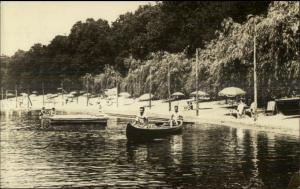 Moodus CT Willow Beach Canoe at Ted Hilton's Real Photo Postcard