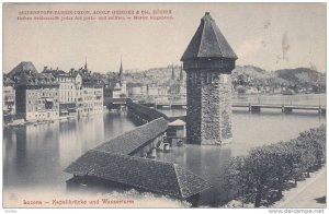 Kapellbrucke Und Wasserturm, Luzern, Switzerland, 1900-1910s