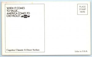 1979 Chevrolet CAPRICE CLASSIC 4 DOOR SEDAN Auto Dealer Advertising Postcard
