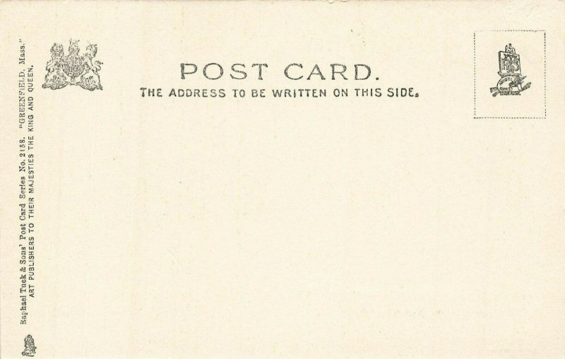 Greenfield MA Mansion House Storefronts Tuck Postcard