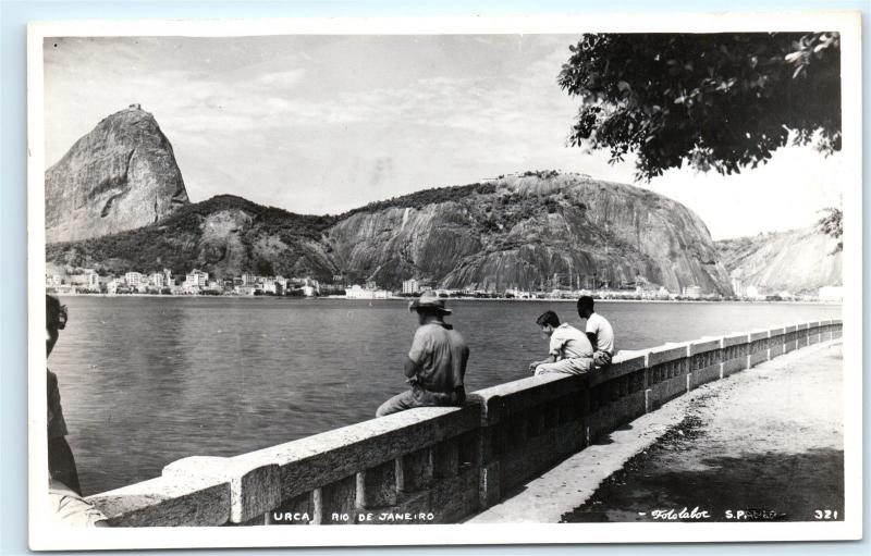 *Urca Rio de Janeiro Brazil Brasil Sitting on Wall Vintage Photo Postcard C43