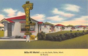 Butte Montana Mile Hi Motel Linen Antique Postcard K16861