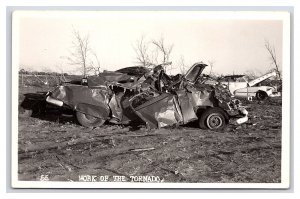 1955 Udall Kansas Tornado Disaster RPPC Postcard Work Of The Tornado