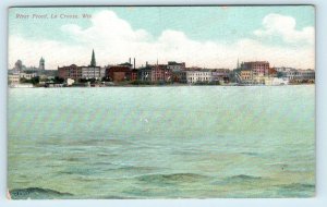 LA CROSSE, WI Wisconsin BUILDINGS & RIVER FRONT Scene c1910s Postcard 