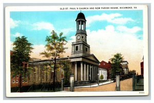 Vintage 1920's Postcard St. Paul's Church & Parish House Richmond Virginia