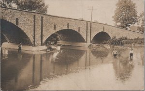 RPPC Postcard River Scene Men Fishing in River