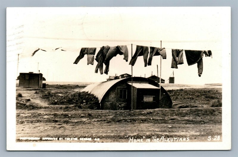 HOME IN THE ALEUTIANS AK 1945 VINTAGE REAL PHOTO POSTCARD RPPC