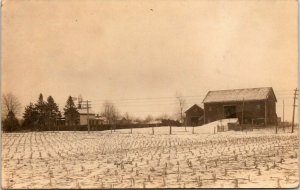 VINTAGE POSTCARD SNOW COVERED FIELDS AND FARM HOUSE ON AZO PAPER 1904-1918