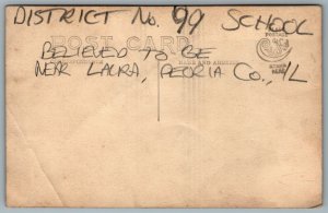 Postcard RPPC c1910s Peoria IL? District No. 99 School 3 Men infront of School