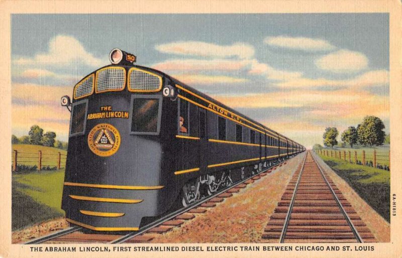 Abraham Lincoln Streamlined Train Alton Railroad Vintage Postcard AA13819