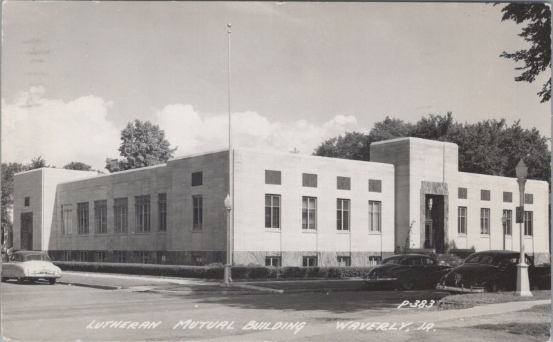 RPPC Postcard Lutheran Mutual Building Waverly IA Iowa