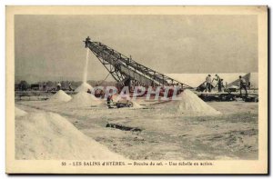 Old Postcard Folklore Saltmarsh Les Salins d & # 39Hyeres salt Harvest A scal...