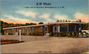 Linen Postcard #78 Motel on U.S. 78 in Birmingham, Alabama