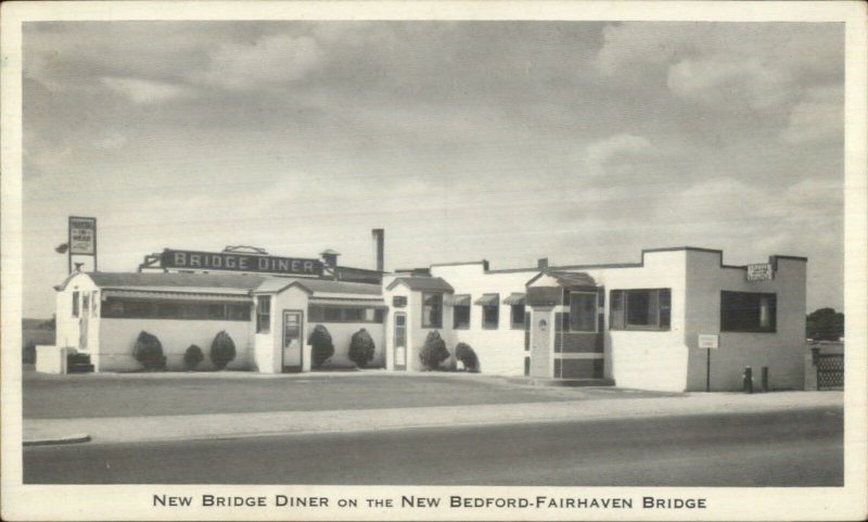 New Bedford Fairhaven MA Bridge Diner Old Postcard